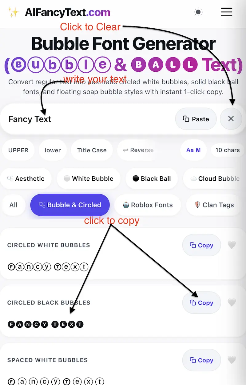 How to Copy and Paste Bubble fonts
