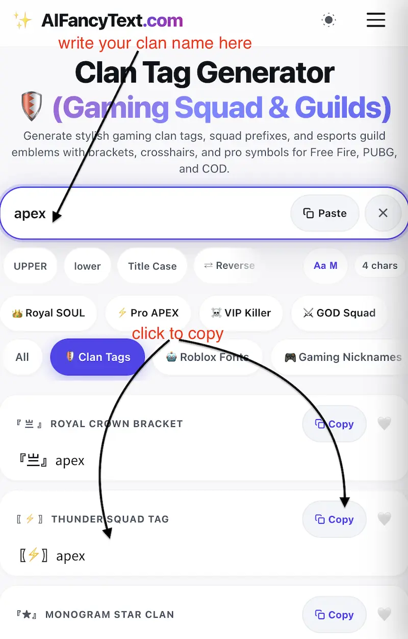 How to Copy and paste clan tag