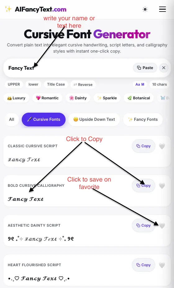 Cursive Fonts How to Copy and paste