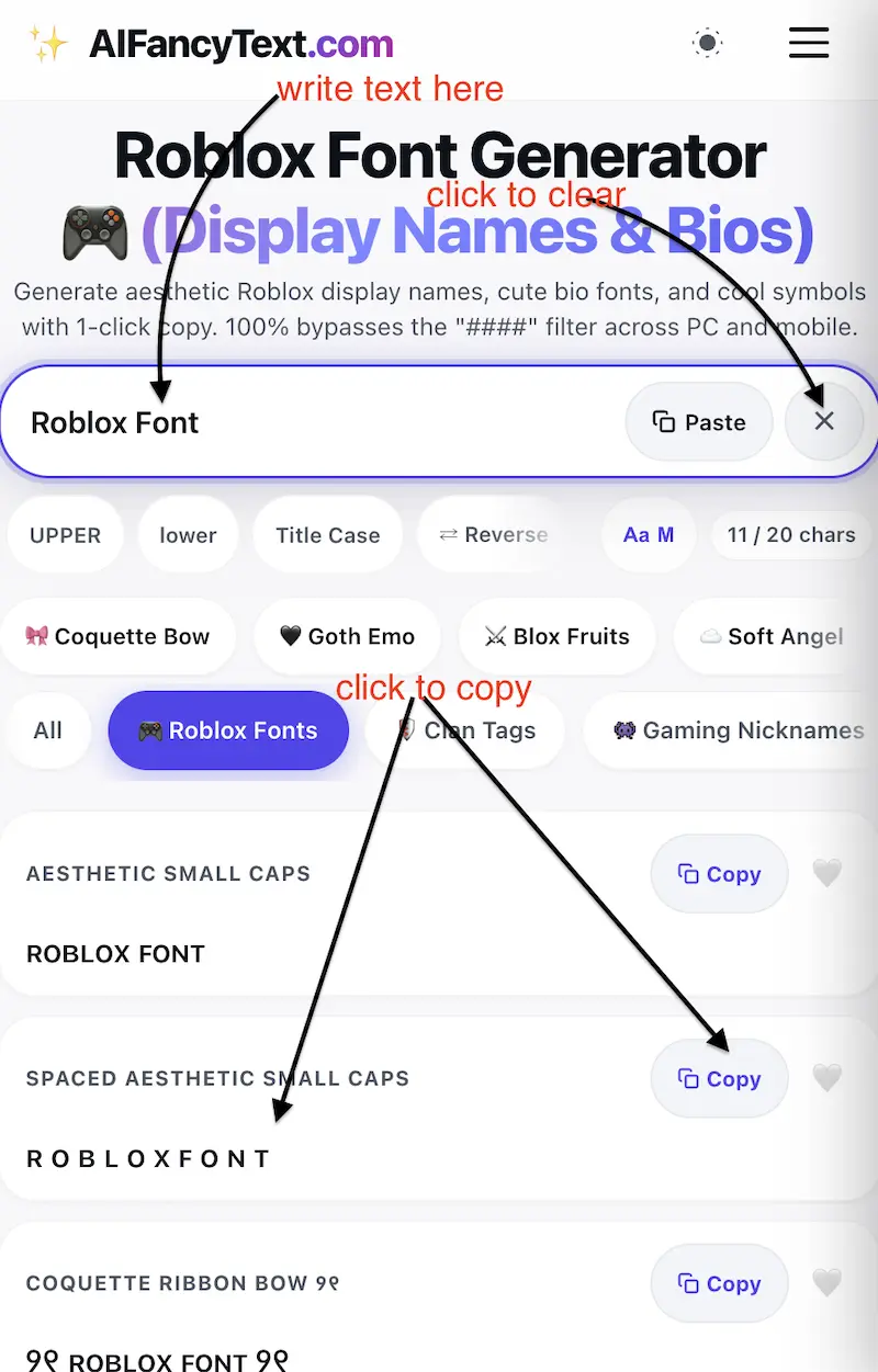 How to use roblox font generator